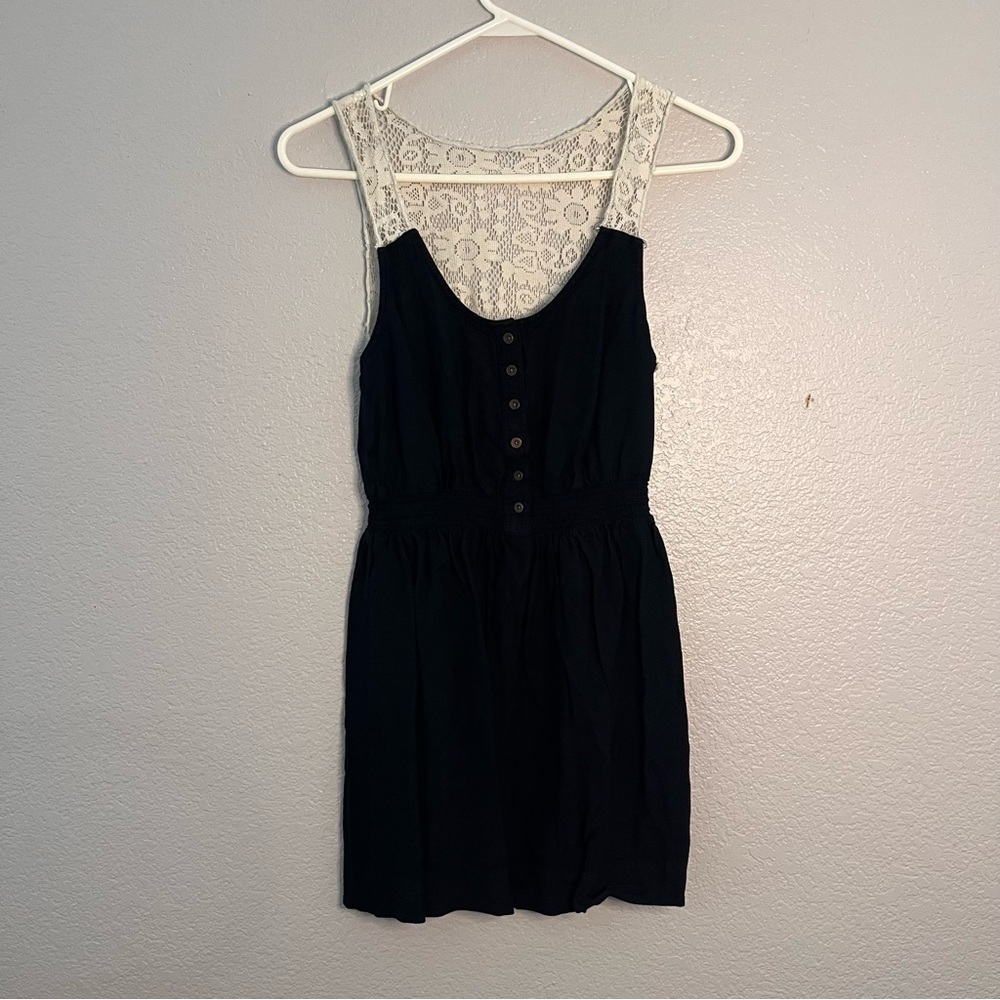 Y2K Charlotte Russe Black w/ Cream Lace-Trimmed Dress size small